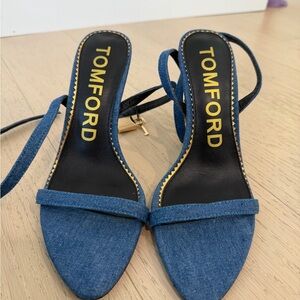 Tom Ford Denim Blue Strappy Heeled Sandals
